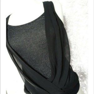 Express XS Black Draped Semi Sheer Top